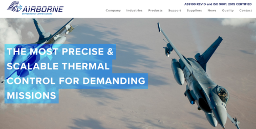 A screenshot of the Airborne ECS website.